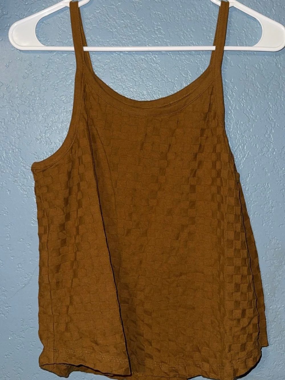 Madewell Copper Brown Textured Checker Tank